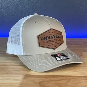 UNVAXXED & OVER TAXED Leather Patch Hat Rawhide