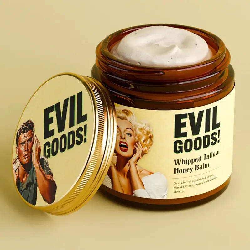 EVIL GOODS! Whipped Beef Tallow & Manuka Honey Organic Nourishing Face Cream Moisturizer Body Lotion Skin Care Lip Balm Hydrating Moisturizing 100% Natural Ingredients - Oil