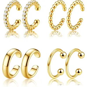 MILACOLATO 14K Plated Gold Ear Cuff Earrings for Women Non Piercing - Hypoallergenic Ear Cuffs 14K Plate Silver/Gold Non Tarnish Clip on Cartilage Earrings Fake Earring Set Trendy Jewelry