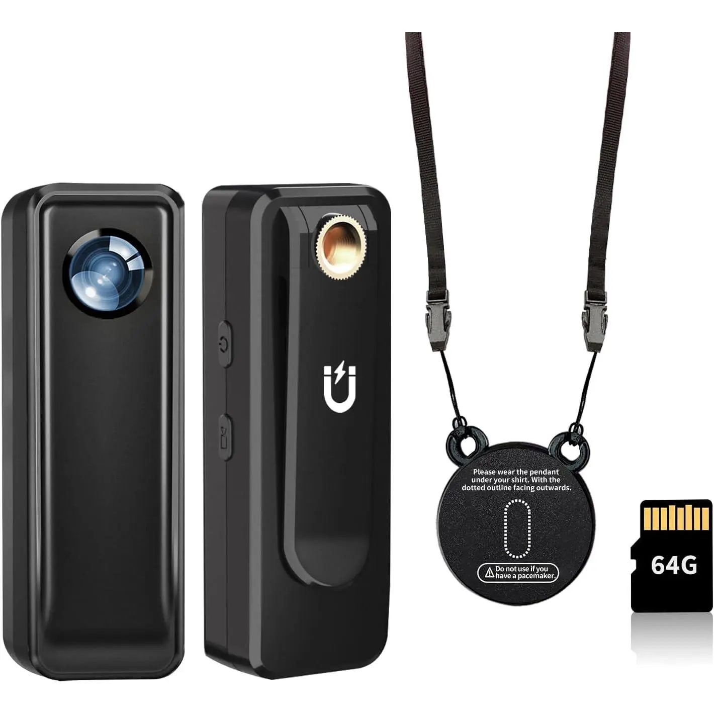 Body Cam, 2.7K HD Action Camera, Mini Body Camera, with 64GB Memory Card Portable Pocket Camera with Magnetic  Clip Wearable Camcorder Daily Records Easy to Use for Traveling Cycling Home Office