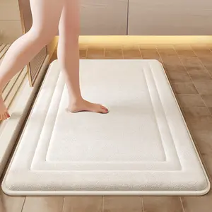 Thick Memory Foam Bath Mat, Soft Bathroom Mat and Drying Doormat, Kitchen Rug, Soft Absorbent Non-Slip Waterproof Long-Strip Pad, Comfortable Standing Mat