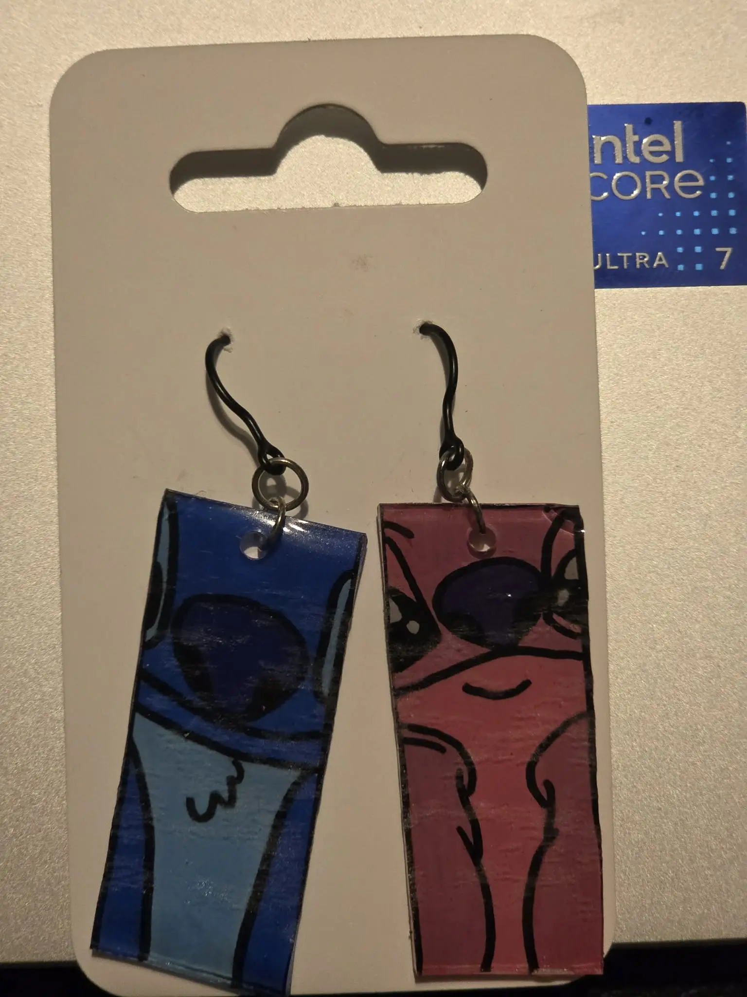 island blue and pink alien costume set plastic dangly earrings