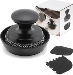 Cast Iron Scrubber Cleaner – 316 Stainless Steel Chainmail Scrubber for Skillet, Wok & Dutch Oven Cleaning