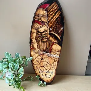 Armor of God Wood Burned Art Piece