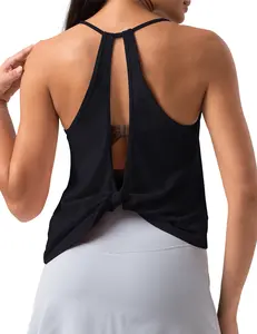Colorfulkoala Workout Tops Open Back Shirts for Women Athletic Gym Sleeveless Shirts Yoga Casual Gym Tank
