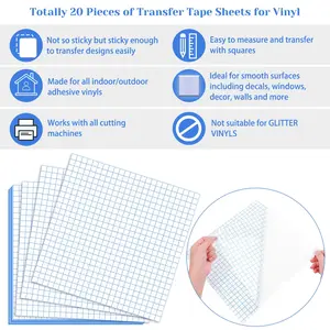 Transfer Tape 20 Pack Clear Contact Paper for Craft