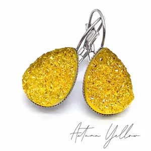 Big As Texas Teardrop Dangle Earrings - Autumn Yellow
