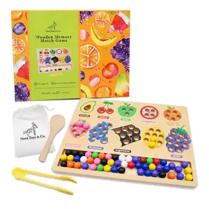 Nova Toys & Co. Colorful Sorting Beads  Sensory Game Board – Fruit Sorting Wooden Montessori Toys Toddler Learning Toys for Toddlers 3-5 Years – Safe and Durable Preschool Toys for Motor Skills, Color Recognition