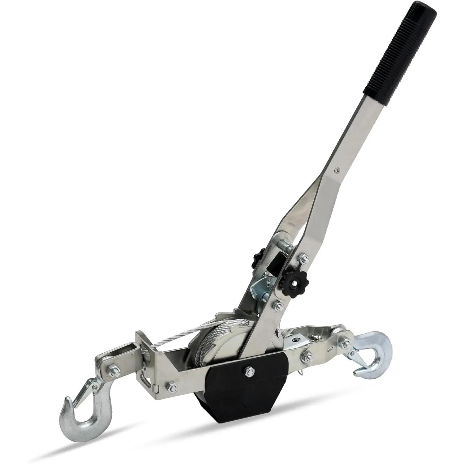 Heavy Duty Come Along Winch 1500 lbs Pull Capacity 15 ft Steel Hand Winch with 2 Hooks Dual Ratchet Winch Puller for Towing Moving Securing