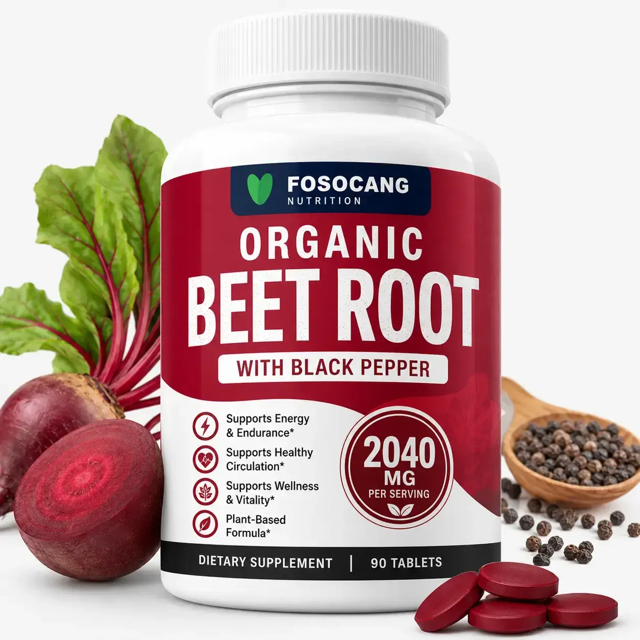 Organic Beet Root Tablets - Nitric Oxide Booster Beetroot Supplement 2040mg / Healthcare,Dietary,Vitamin,Fitness,Edible,Optimum