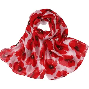 Women Silky-Feel Fashion Scarf Summer Sheer-Chiffon Scarves Shawl Floral Leopard  Plus Tassel Wrap 35x72in