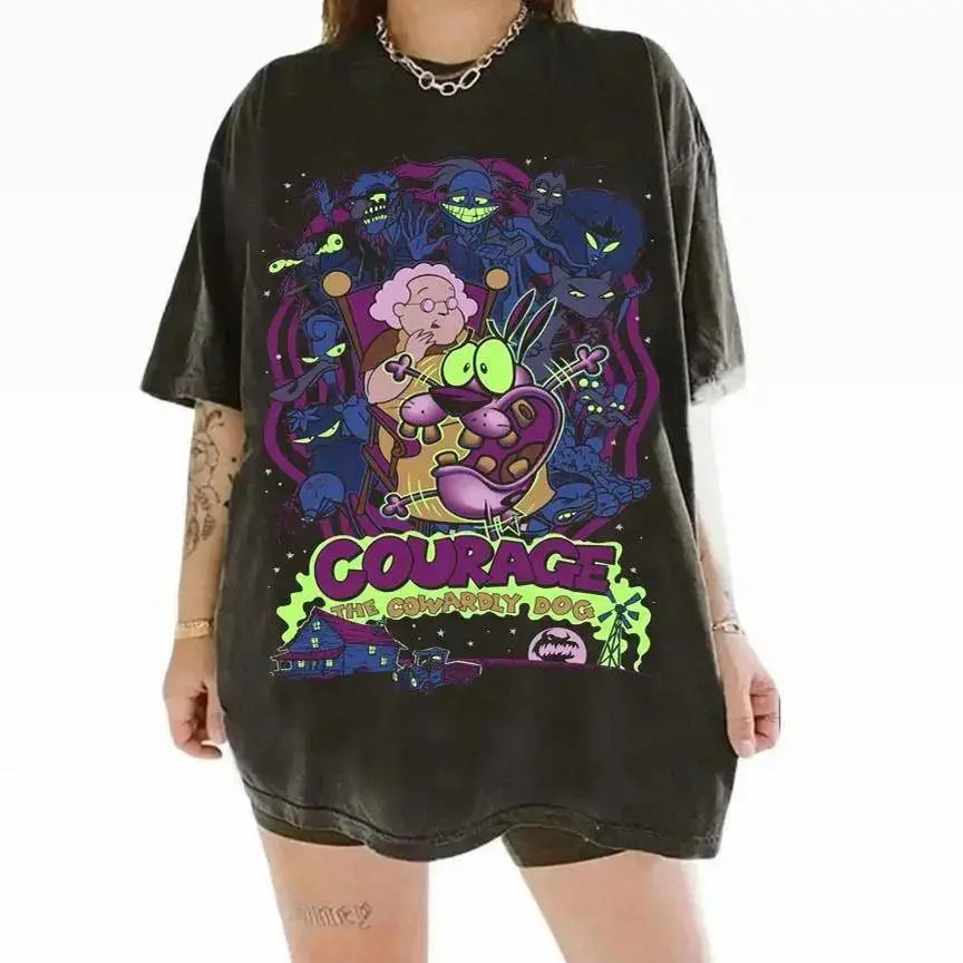 Courage the Cowardly Dog T-Shirt, Vintage 90s Cartoon Graphic Tee, Retro Oversized Streetwear Top, Unisex Gift Shirt, Top Menswear Streetwear Tropical