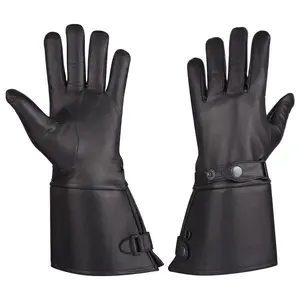 Vance Mens Thermal Lined Leather Gauntlet Gloves With Snap Wrist and Cuff