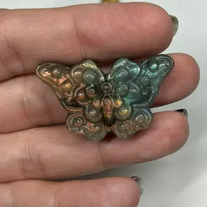 Butterfly Pendant - Handmade, Labradorite, Copper Wire