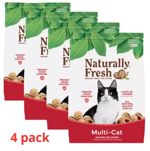 (4 pack) Naturally Fresh Multi-Cat Walnut Scented Cat Litter - Natural, 26 lb, Low Tracking Cat Litter, Convenient Cat Litter, Low Dust Natural Cat Litter