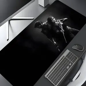 Black The Last of Us Design Extra Large Gaming Mouse Pad, Anime Mousepad, Aesthetic Desktop Drotection Pad,Washable Rubber Pad Non-Slip Lock Edge Multi-Size Mouse Pad Suitable For Home Office, Good Gift for Family and friends