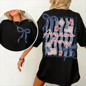 American Honey Coquette 4th Of July T Shirt, Girly Memorial Day T Shirt, Vintage Usa T Shirt, Independence Day T Shirt, Land Of The Free, Merica 4th Of July T Shirt, 4th Of July Outfits For Women, 4th Of July, 4th Of July Shirt, 4th Of July Shirt Unisex..