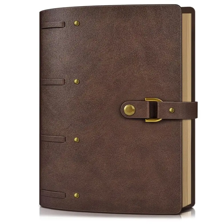 A6 Leather Journal Notebook 100 GSM Thick Lined Paper Refillable Vintage Travel 5.3 x 7 inches 260 Pages 6 Ring Binder Writing Diary Note Taking