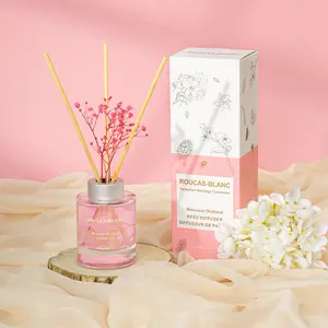 ROUCAS BLANC Reed Diffuser Set with Preserved Flowers, Room & Bathroom Decor, Premium fragrance Oils Perfume Lavender Freshener poang naval stone extract white boxes christmas christmas haul 2024 Aromatherapy Essential Oil Gift Set blown  diffuser
