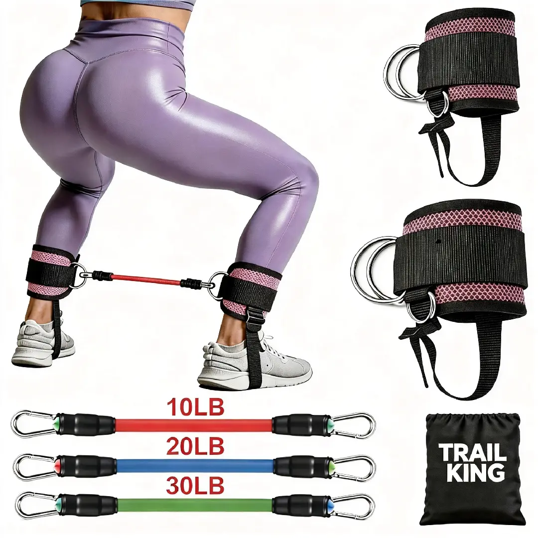 gluteus training exercise Ankle Resistance Bands with Adjustable Ankle Cuff Straps, Elastic Exercise Bands Set for Leg Hip & Glute Booty Training, Premium Workout Strength Equipment for Kickbacks, Home Gym Fitness Stretching Gear for Women