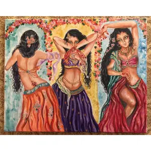 Divine Rhythms| Indian Classical Dancers Art Print | Feminine Energy Wall Art | Spiritual Goddess Painting | Boho Indian Home Decor