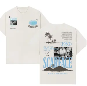 Scarface 1983 Vintage Graphic Tee - The World is Yours Design, Double-Sided T-Shirt for Movie Fans and Retro Style Lovers
