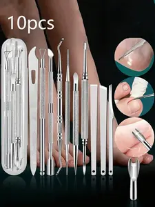 10-In-1 Pedicure Kit,Stainless Steel Foot Care Kit For Home & Salon Care, Filer,Portable Storage Box Included, Travel Kit,Bag,Organizer,Storage Christmas For Holiday Gift Giving