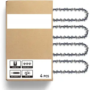 8-Inch  Chain 4-Pack - 1/4" Pitch, .043" Gauge, 48 Drive Links, Semi-Chisel Replacement Chain for 8" Mini  and Electric Pruning