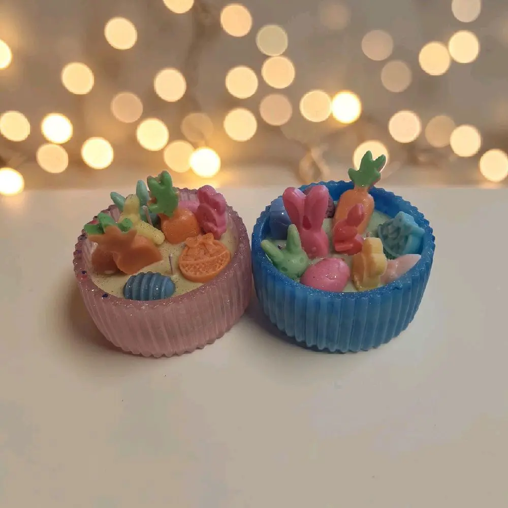 Scented Resin Vessel Easter Basket Candles - Decorative Festive Design with Carrots, Eggs, Bunnies - Deodorant Household Candle for Easter Home Decor