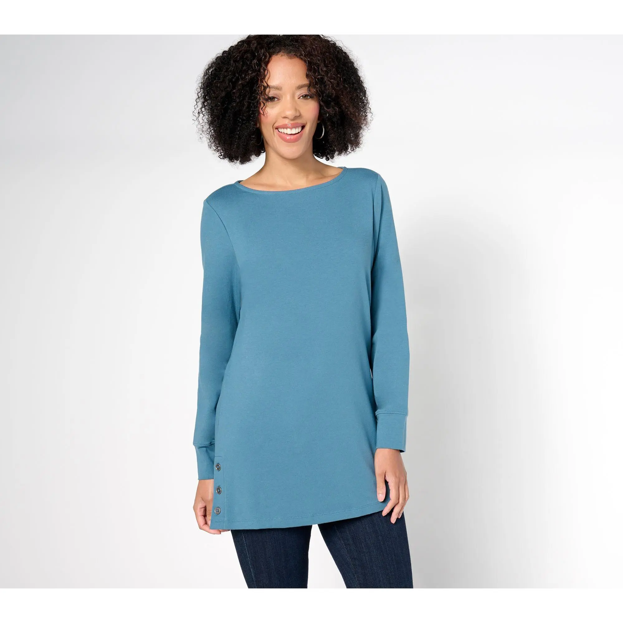 Denim & Co. Essentials Petite Perfect Jersey Boat Neck Tunic