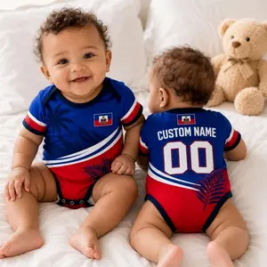 Personalized Haiti Baby Bodysuit, Custom Name Number Babysuit, Haiti Football Baby Outfit, Haitian Baby Gift OTL N4O