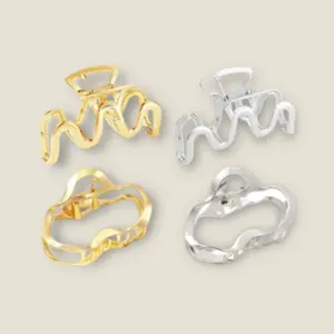 Hair Claw Clips for Women, Metal Silver Gold, Hair Jaw Clips with Glitter Tassel, Hair Accessories for Women