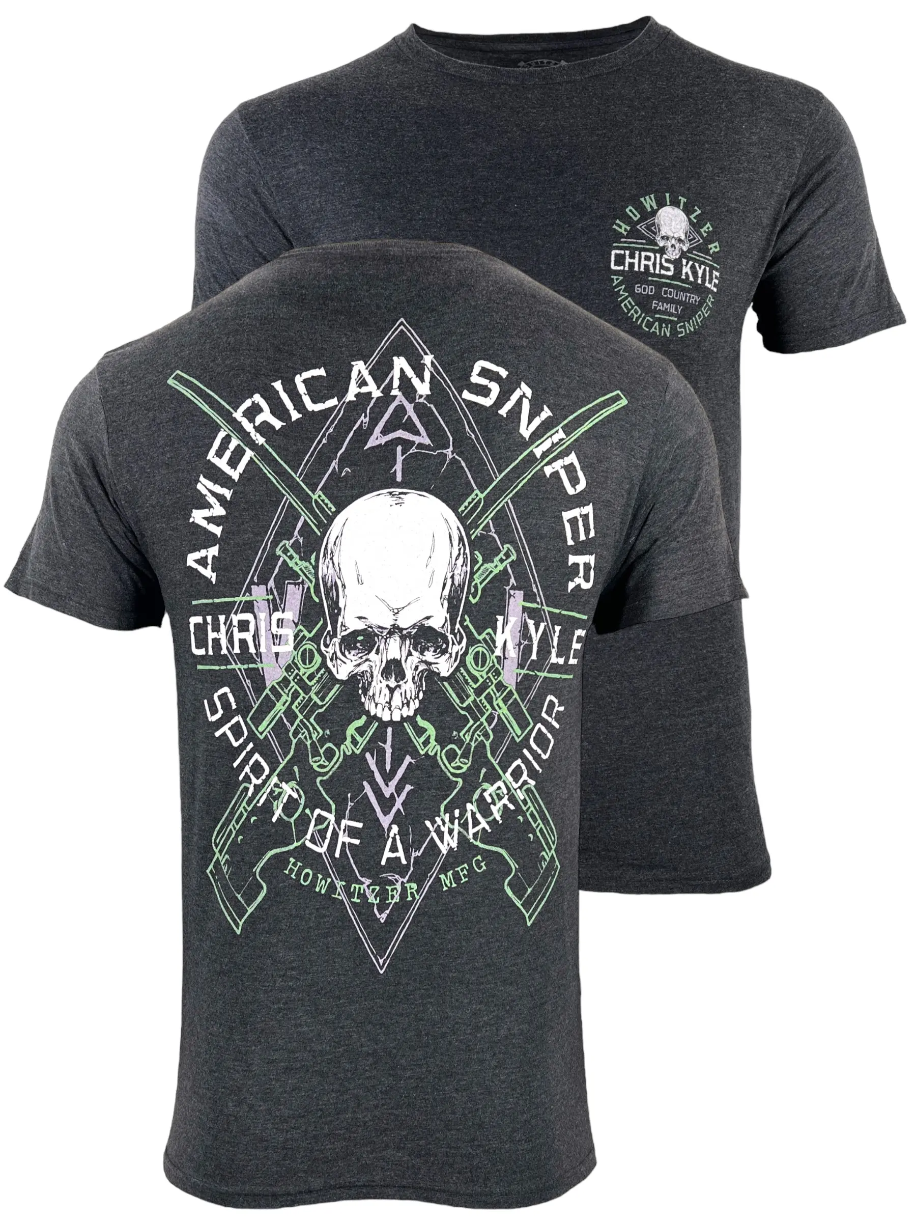 Howitzer Men's Sniper's Lair Round Neck Graphic Tshirt - Chris Kyle Patriot Theme Short-Sleeve Soft Cotton Blend Casual Top, Shortsleeve, Graphic T Shirts, Us Pride / Nation Pride, Graphic Print