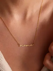 Simple New Mama Stainless Steel Letter Necklace, Fashion Necklace, Mother's Day Gift, Birthday Jewelry, Hand Drawn English Letter Pendant, Perfect Present, Minimalist Chain