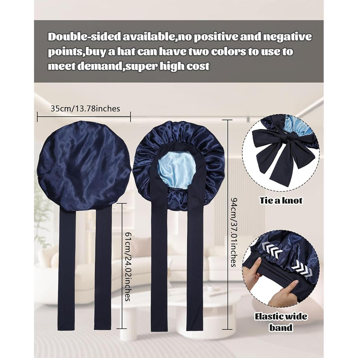 Satin Bonnet Bonnet for Sleeping Sleep Cap Double Layer Hair Bonnet with Elastic Tie Band for Curly Hair Night Cap Haircare