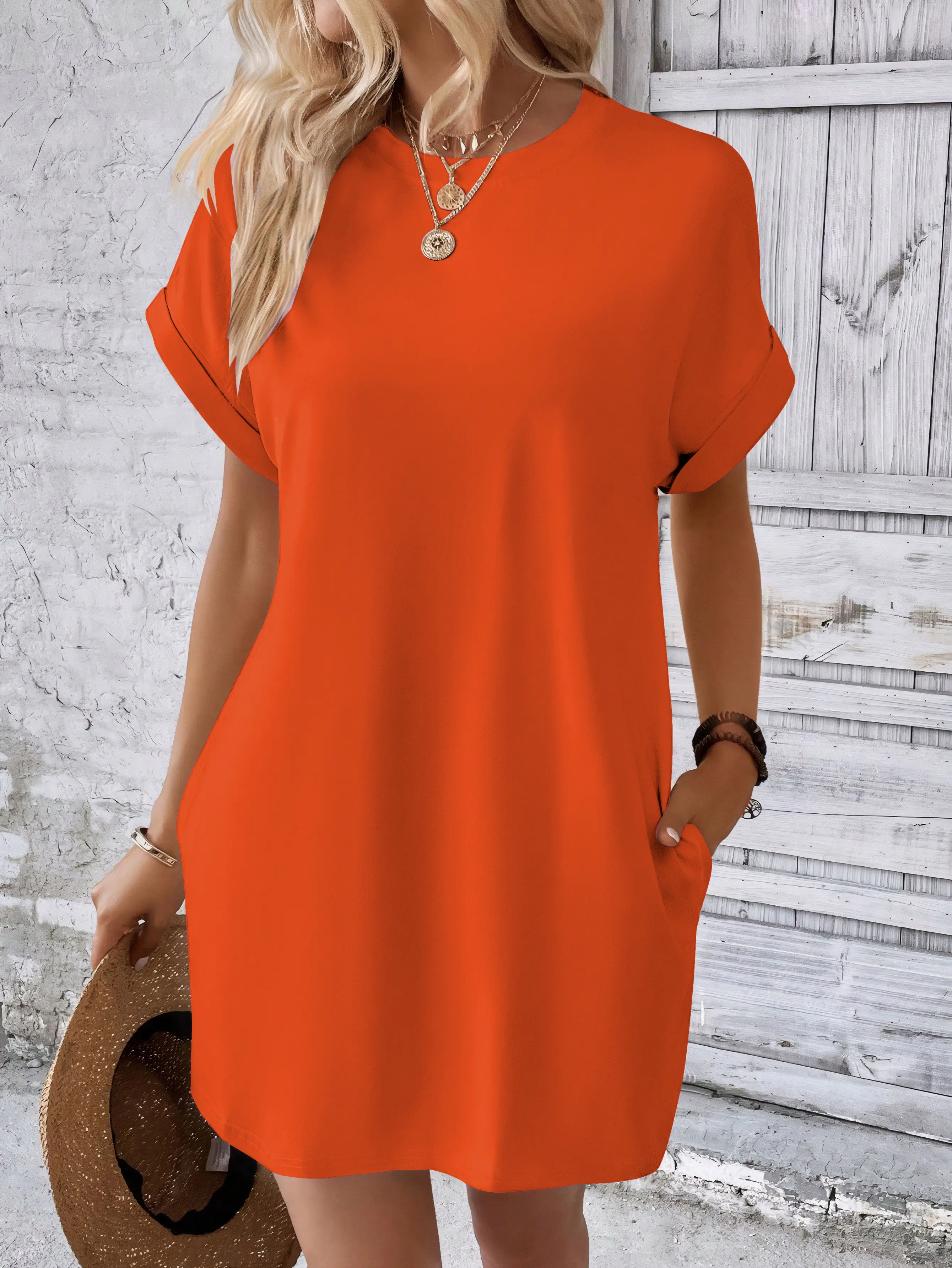 USBoutiqueCHIC Women's Relaxed Loose Fit Shirt Dress Long Sleeve Casual Tunic in Soft Brushed Fabric with Pockets for Effortless Style and Supreme Comfort