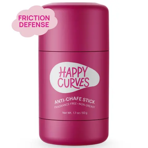 HAPPY CURVES Anti-Chafe Stick - Chafing and Friction Defense for Women, Ideal for Thighs, Underarms and More - Thigh Rub Protector and Chafing Balm, Perfect for Active, Non-Active Women (1 Pack)