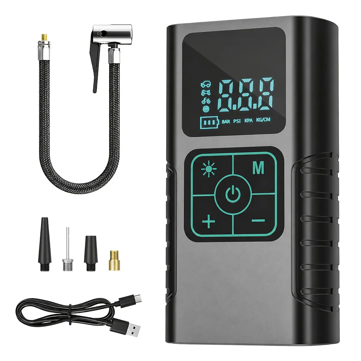 Portable Tire Inflator Air Compressor, Quick Wireless Air Pump, With Digital Display Screen, LED Light