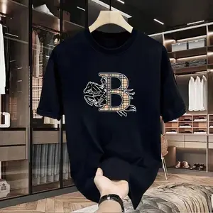 Oversized Graphic Tee, Retro Plaid Equestrian Letter B T-Shirt, Classic Luxury Style Shirt for Men, Casual Everyday Top, Trendy Timeless Apparel, Unique Gift