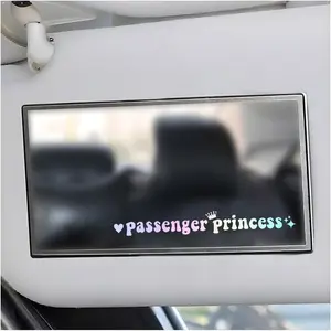 Passenger Princess Sticker, Cute Stickers for Car Window Rearview Mirror, Girls Automotive Window Rearview Mirror Decoration Stickers, Universal Car Accessories (Colorful Laser, Short)