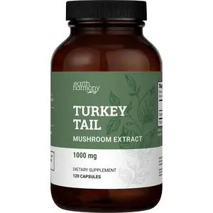 Earth Harmony Organic Turkey Tail Mushroom Capsules (1200mg Pure Extract) - Superfood Mushroom Supplement Helps Support Brain Health - Premium Powder Extract - 120 Capsules (2-Month Supply)