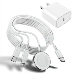 for Apple Watch Charger Fast Charging,3 in 1 Multi Chargers Cable with 20W USB C Charger, Lightning Magnetic, iWatch Charger Cord 6FT for iWatch Series Ultra2/SE/10/9/8/7/6/5/4/3/iPhone 15 16 Pro Max/14/13/12/11