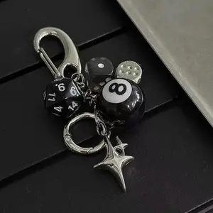 Ins Original Key Chain Good Luck Dice Multi Element Pendant Bag Decoration with Colorful Dices for Accessories
