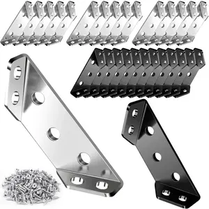25PCS Corner Brackets for Wood with 150 Screws, Premium Metal Heavy Duty Furniture Corner Connector Shelf Brackets for Wood, Universal Size Sturdy Angle Bracket Corner Brace Strong Mounting