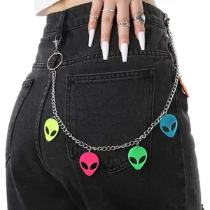 Hip-hop Star Punk Layered Jeans Chain Cute Acrylic Keychain Rock Wallet Waist Chain For Men Women Clothing Accessories