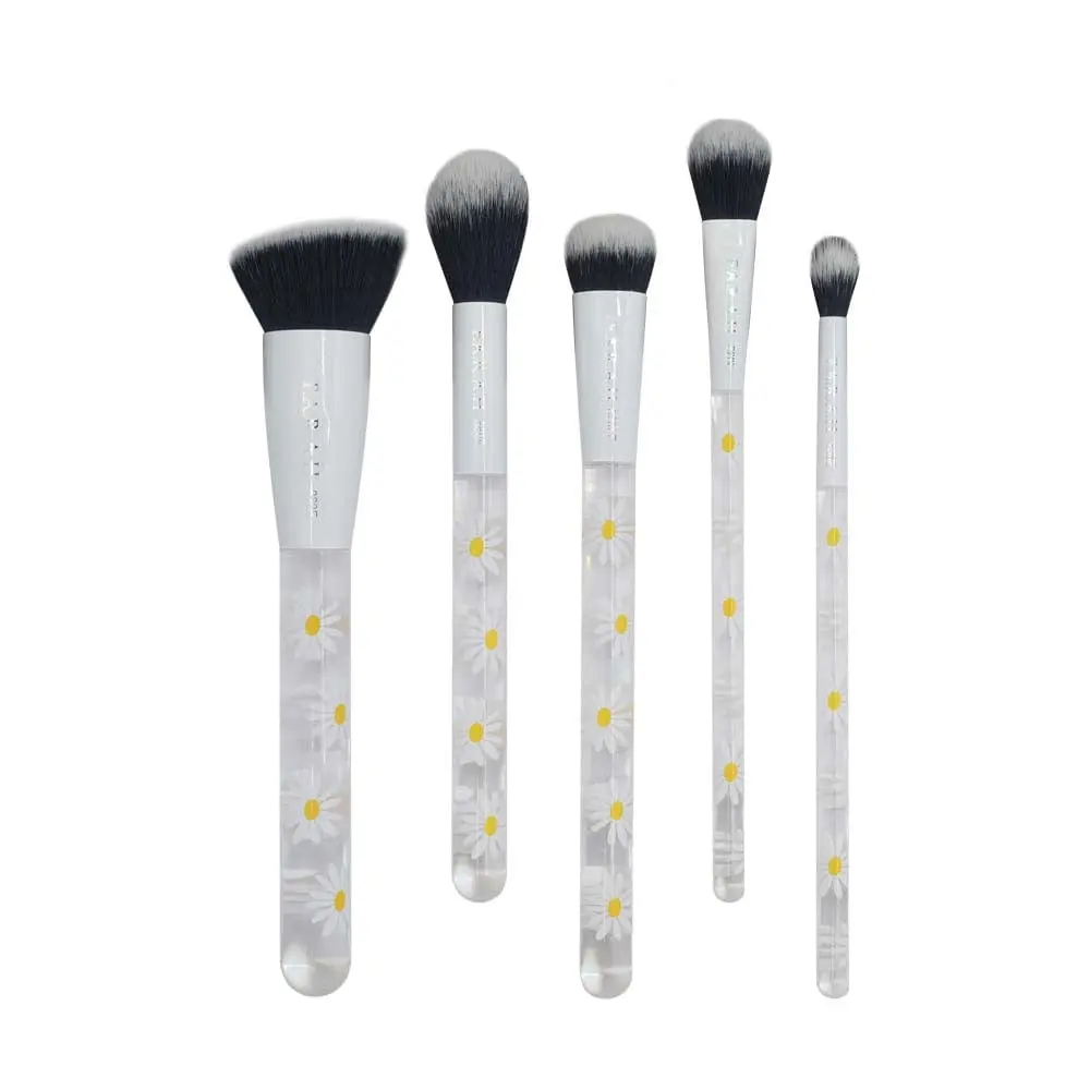 F.A.R.A.H Daisy 5pc Brush Set with Floral Design and Black Handle
