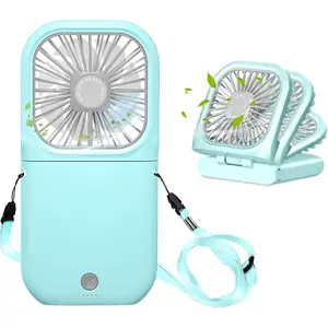 Portable  Fan Mini Quiet Handheld Personal 0-180? Foldable USB Rechargeable Fan Operated for  Office Outdoor Travel, 3000mAh Power  Hands Free Necklace Fans