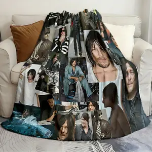 Unique Blanket Norman Reedus Fan Cool Quilts Soft and cozy flannel blanket for home and travel bedding birthday gift Inspirational Blanket Lightweight Flannel Blanket