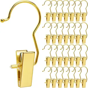 24 Pack Gold Boot Clips For Closet, Gold Boot Hangers With Hooks, Laundry Hooks, Clothes Pins, Portable Home Travel Hangers For Hat,Towels,Bras,Socks