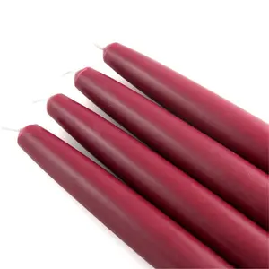 212 MAIN 12-Piece 12 in. Unscented Burgundy Handpoured Wax Taper Candles, Long-Burning Smokeless Lights for Camping & Hiking Decorations
